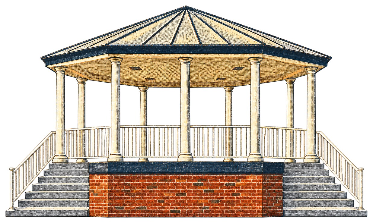 Engraving of the gazebo in Westerleigh Park